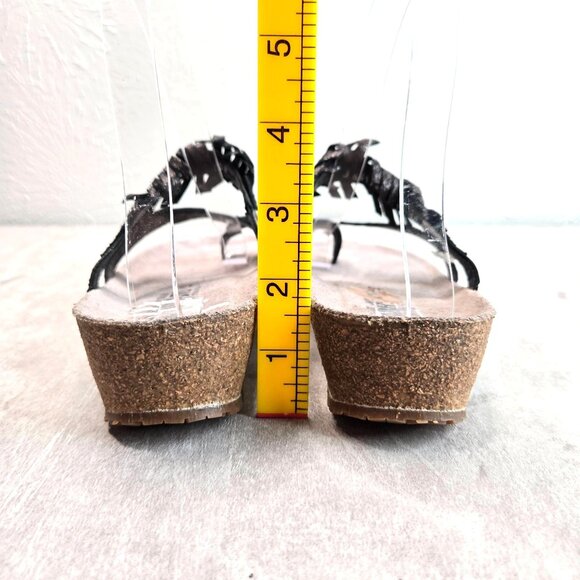 Mephisto Boho Sandals Size 8 Metallic Slip On Strappy Low Wedge Comfort Slides - Picture 4 of 10